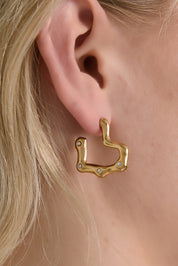 Oorbellen hart vorm goud stainless steel waterproof Yehwang Ladylike Fashion