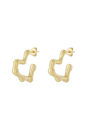 Oorbellen hart vorm goud stainless steel waterproof Yehwang Ladylike Fashion