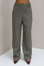 Pantalon Belt Detail Khaki