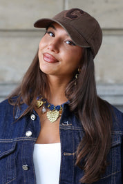 Stoere dames ketting van denim hartjes grove ketting met jeans stof Ladylike Fashion