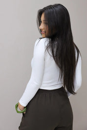 T-shirt lange mouwen wit basic dames t-shirt lange mouwen