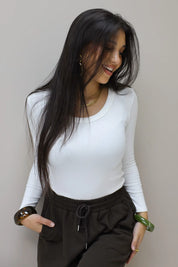 T-shirt lange mouwen wit basic dames t-shirt lange mouwen