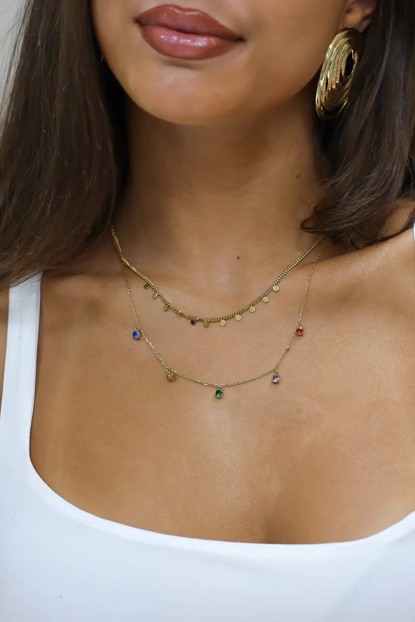 Twee laags muntjes ketting stainless steel waterproof Ladylike Fashion