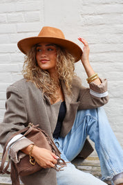 Tweed blazer dames camel gewatteerde buiten blazer dames