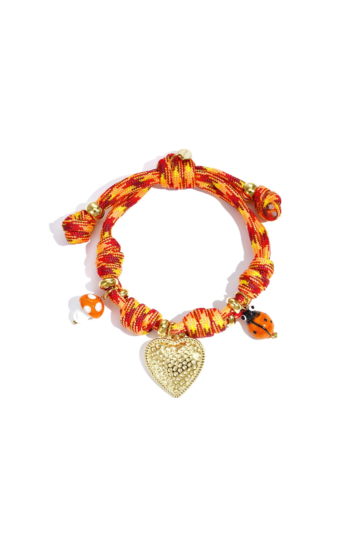 armband van touw met oranje bedels
