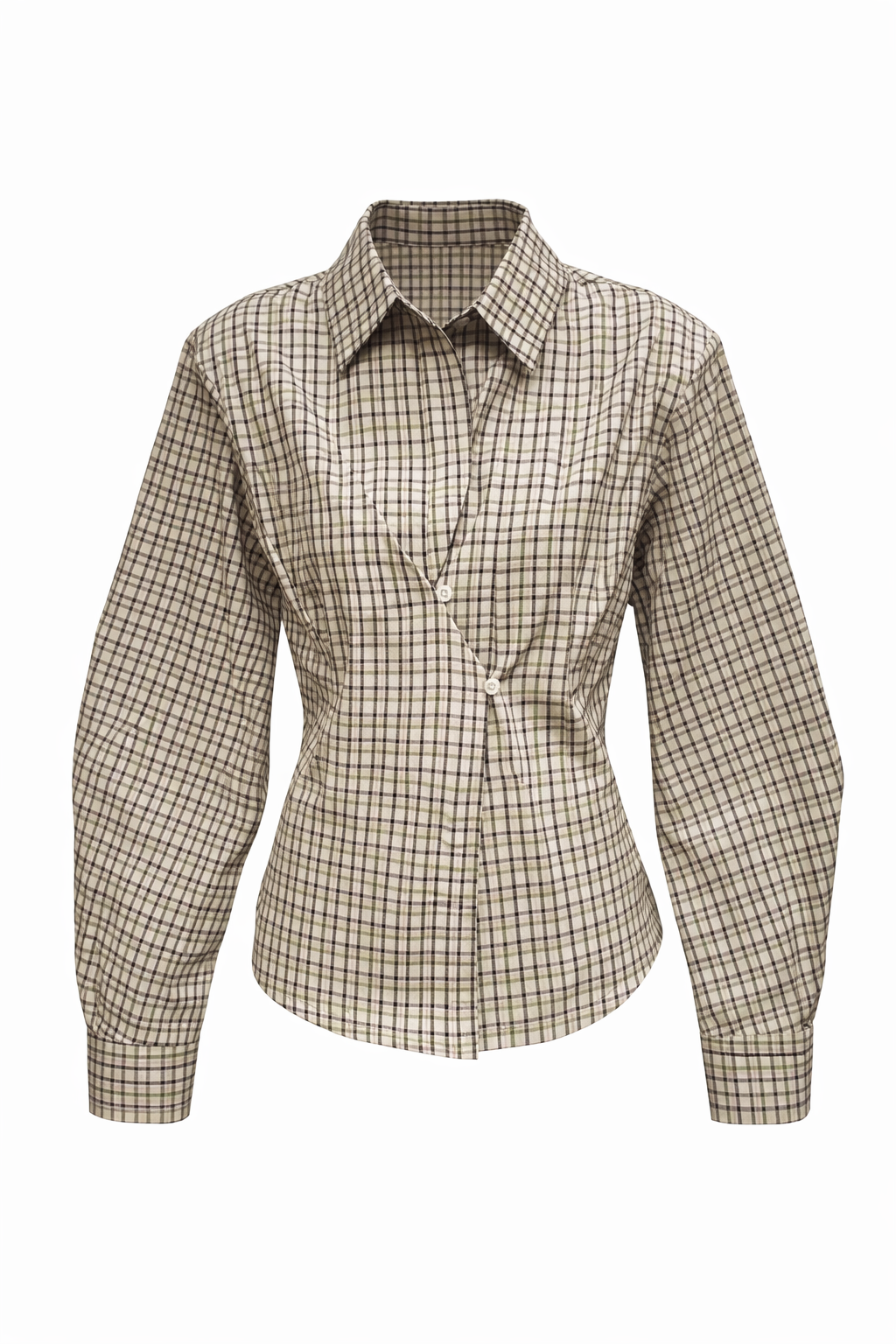 asymmetrische ruit blouse in beige kleur dames