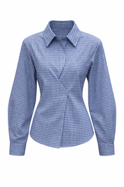 asymmetrische ruit blouse in blauwe kleur dames