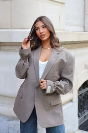 Atelier Series khaki blazer met oversized pasvorm