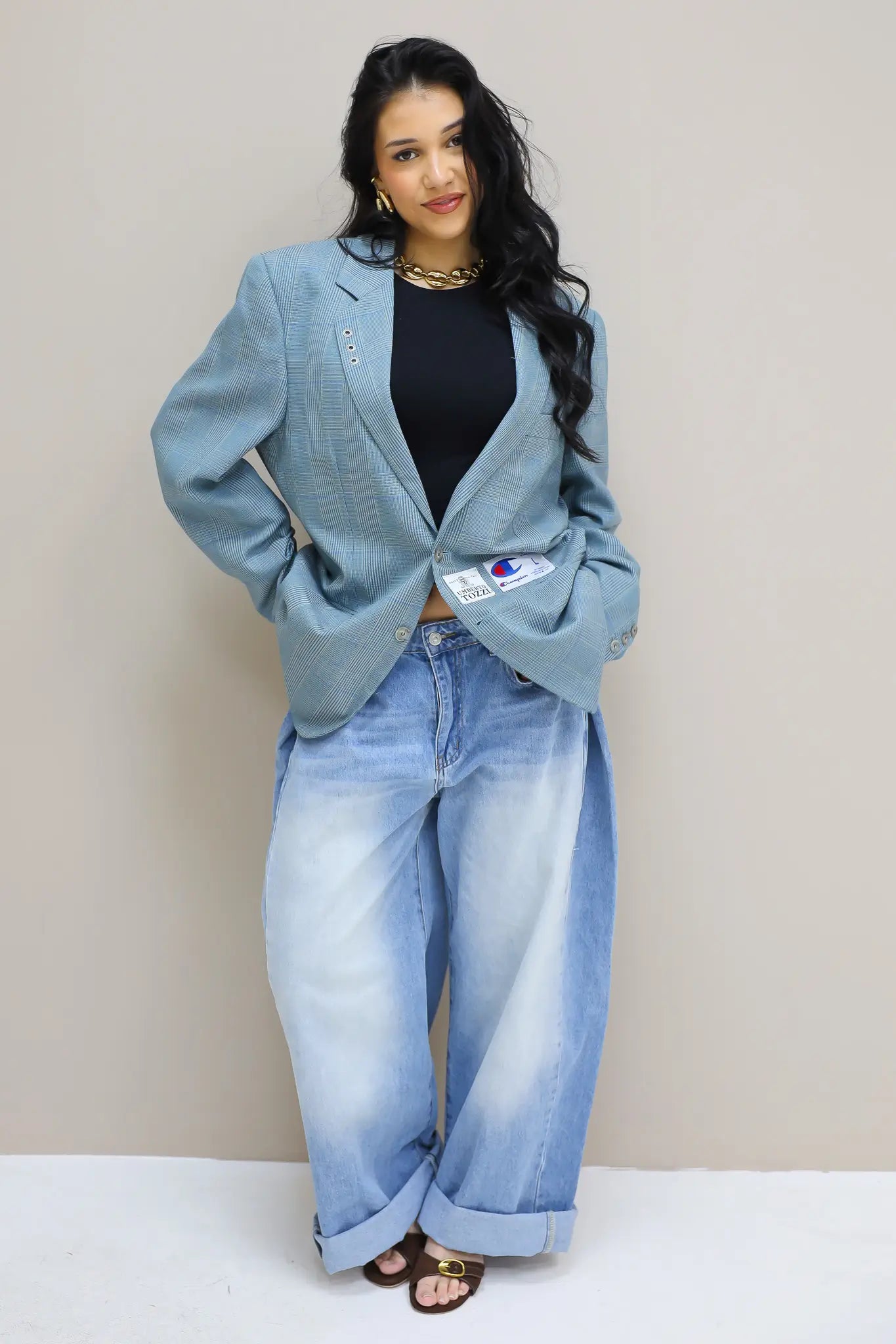 volledige look met atelier series blazer blauw