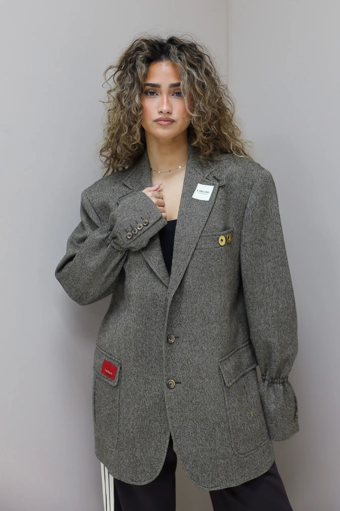 reworked blazer bruin gevoerd full body