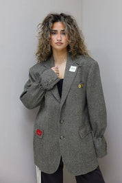 reworked blazer bruin gevoerd full body