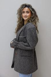 reworked blazer bruin zijaanzicht