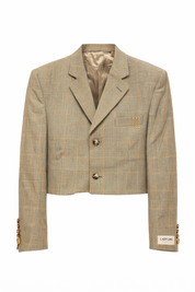 atelier series reworked cropped blazer khaki geruite blazer dames ladylike