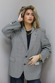Licht grijze vintage heren blazer met rechte schouders