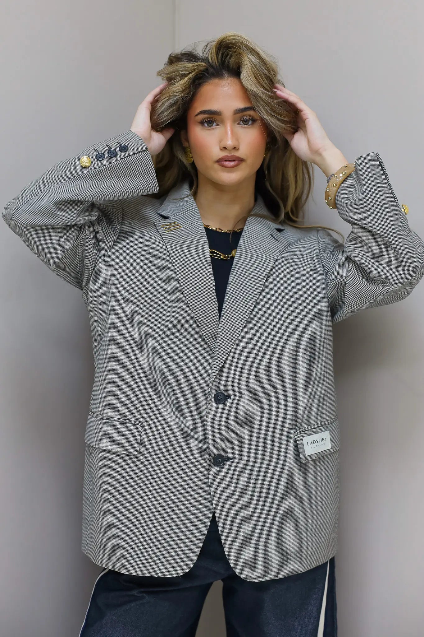 Licht grijze vintage heren blazer oversized fit