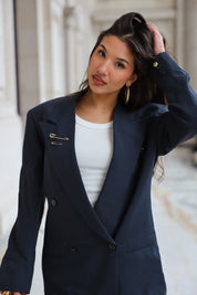 Oversized navy BOSS blazer met rechte schouders