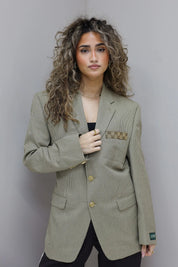 reworked vintage ralph lauren blazer khaki voorkant gedragen