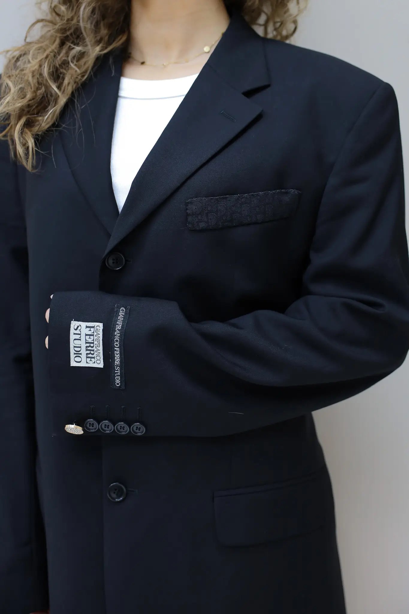 zwarte reworked blazer gianfranco ferre gestyled