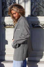 atelier series reworked vintage blazer ruit grijs zijaanzicht