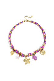 Ketting Touw Bloem Paars