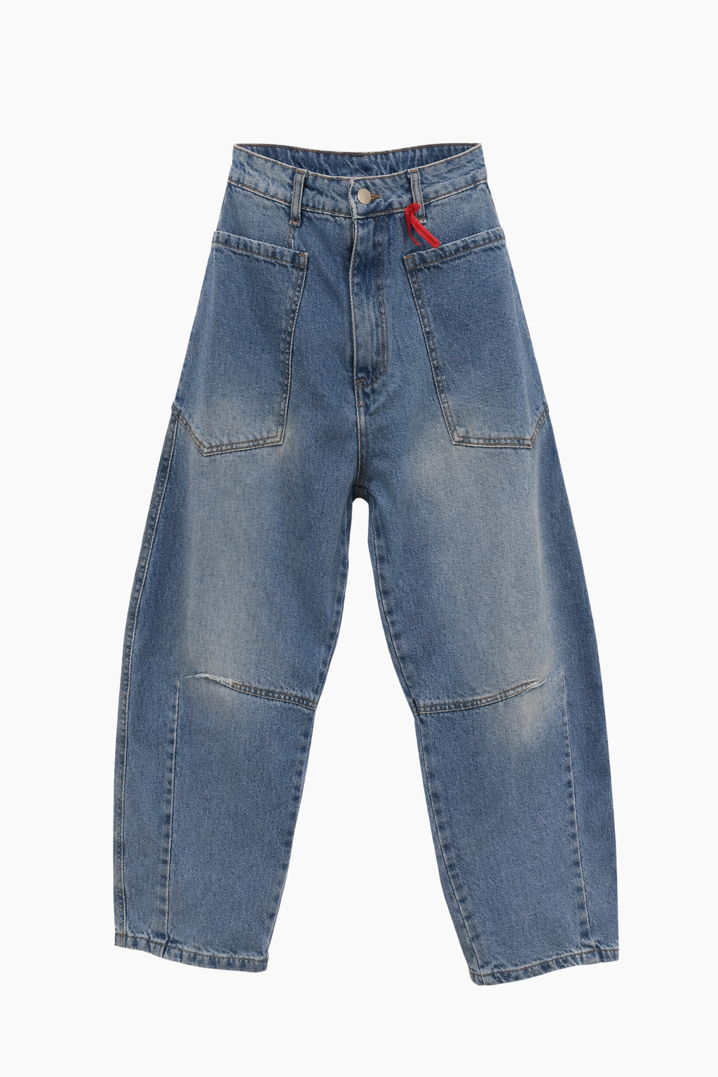 ballon fit jeans met zakken in blauwe kleur dames