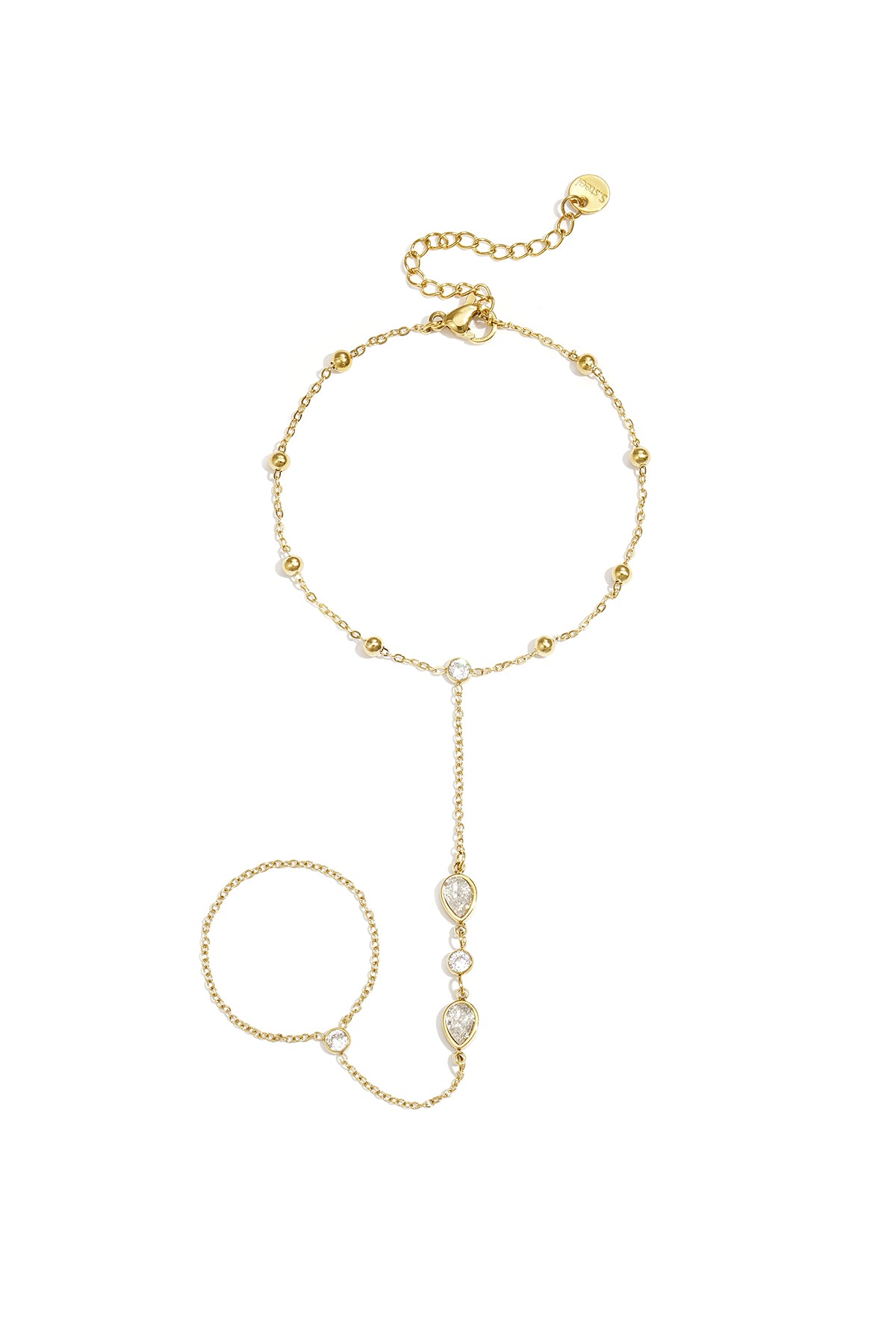Hand Chain Steentjes Goud