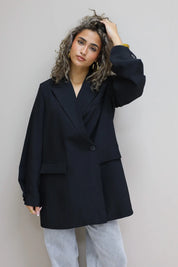 Oversized Blazer Lange Mouwen Zwart