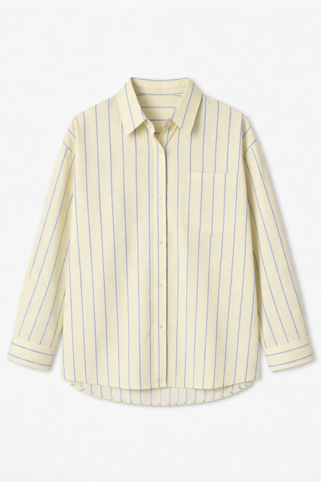 Blouse gestreept geel blauw met knoopsluiting voor dames