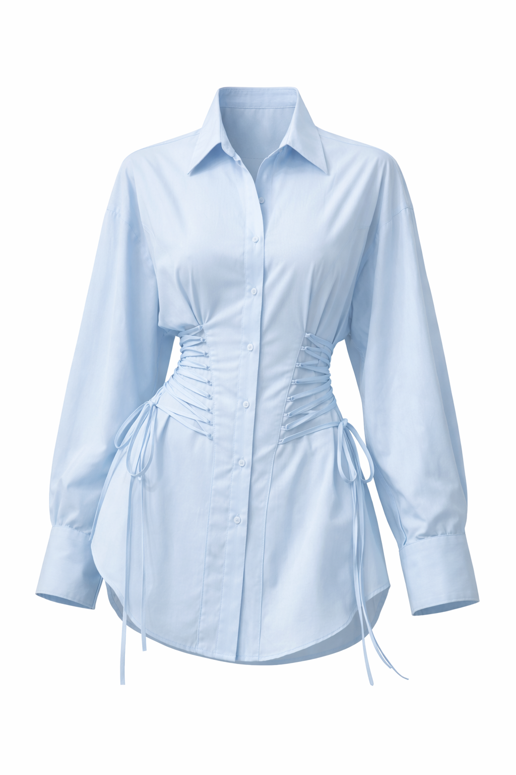 blauwe blouse dames studio look ladylike