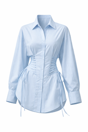 blauwe blouse dames studio look ladylike