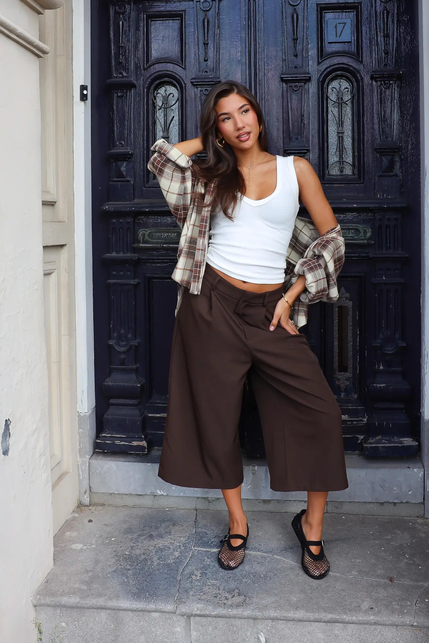 Bruine culotte broek voor dames