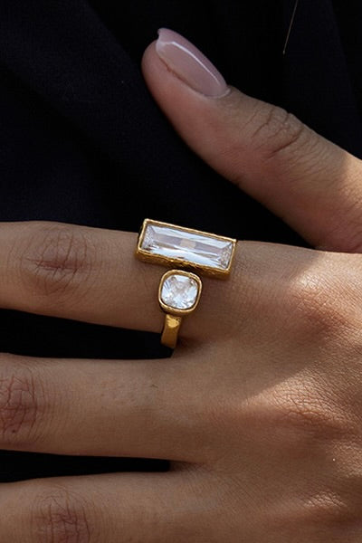 Ring Statement Rechthoek Goud
