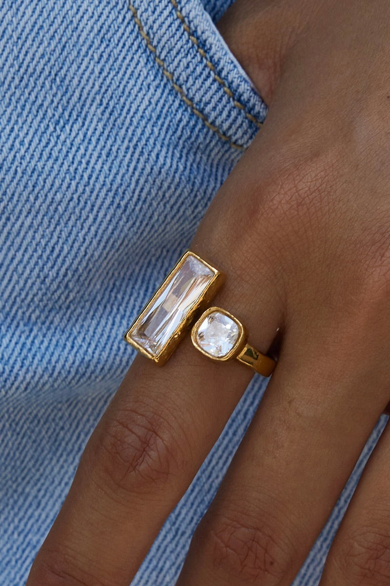 Ring Statement Rechthoek Goud