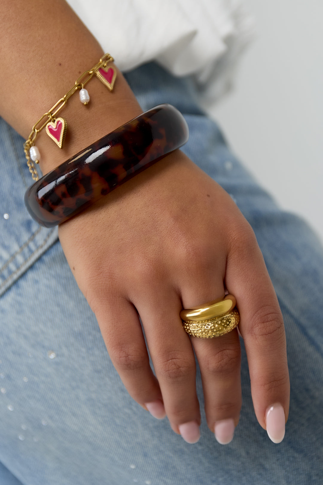 Ring Structuur Dubbel Goud