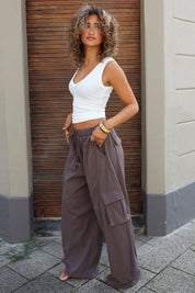 Bruine cargo broek dames met relaxed fit
