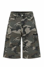 Cargo Camouflage Bermuda Khaki dames productfoto