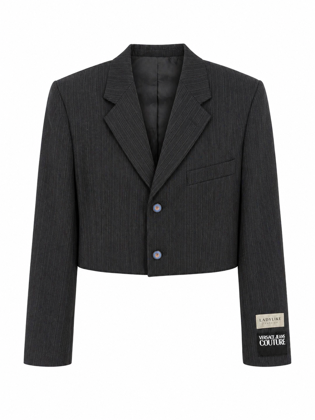 Zwarte cropped blazer dames vintage reworked blazer Ladylike Fashion
