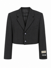 Zwarte cropped blazer dames vintage reworked blazer Ladylike Fashion