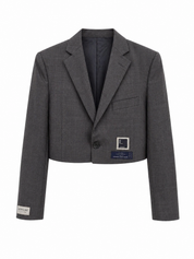 Cropped vintage blazer donker grijs dames reworked blazer Il Lanificio Ladylike Fashion