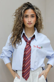 rode gestreepte dames stropdas los gedragen