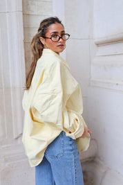 achteraanzicht oversized denim blouse geel