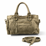 Denim schoudertas jeans khaki los gefotografeerd met lang hengsel