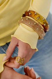 Plastic Armband Studs Detail Beige