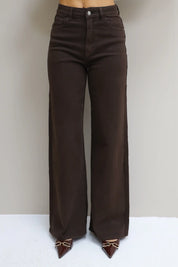 Bruine Extra Tall Straight Jeans 3413 met hoge taille en lange rechte pijpen, vooraanzicht