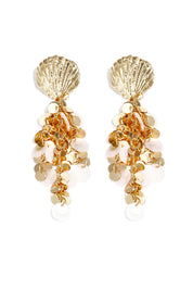 Oorbellen Schelp Hangende Pailletten Goud
