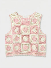 Productfoto gehaakte top beige roze voorkant