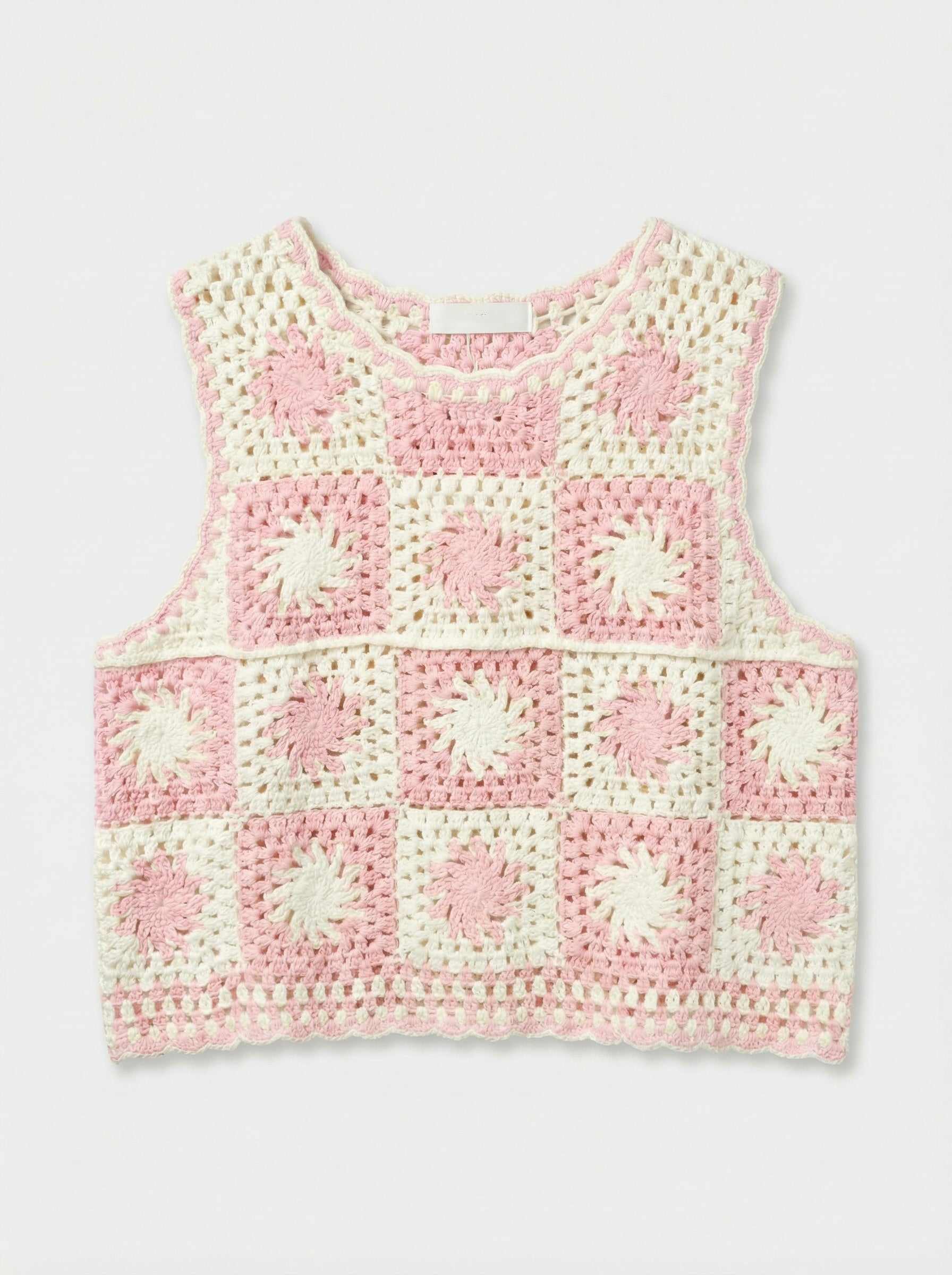 Productfoto gehaakte top beige roze voorkant