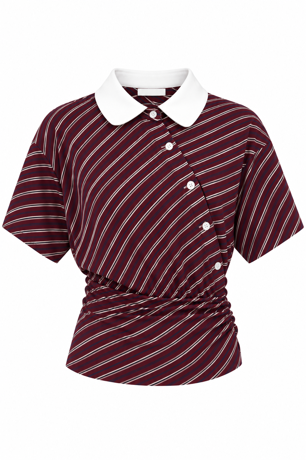 Bordeaux gestreepte polo top dames productfoto