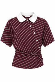 Bordeaux gestreepte polo top dames productfoto
