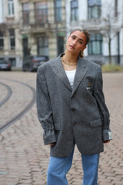 Totale look met de Gianfranco Ferré reworked heren blazer grijs
